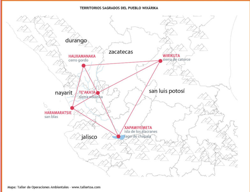 Wixarika territory, courtesy of Taller de Operaciones Ambientales.