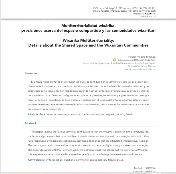 Multiterritorialidad wixárika:  precisiones acerca del espacio compartido y las comunidades wixaritari