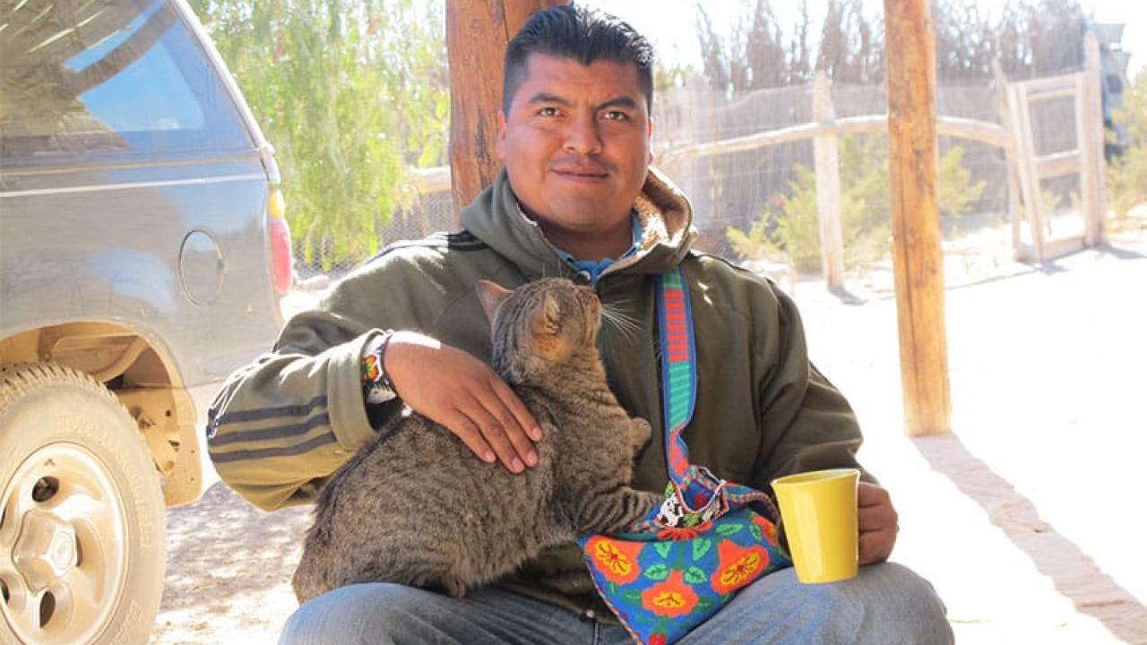 Wixárika land defender and attorney Santos de la Cruz Carrillo in 2010, at the beginning of the fight to defend the sacred desert of the Wirikuta from Canadian mining. (Tracy L. Barnett)
