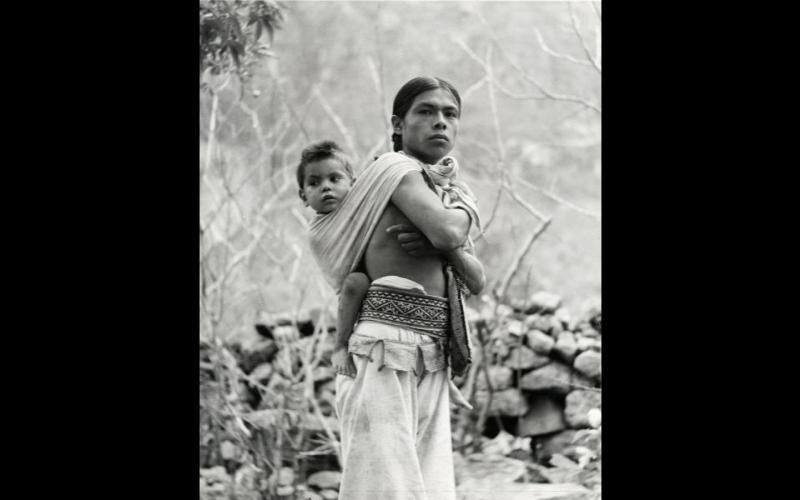 Young Huichol father with his child, Photo #N30390 ~ Edwin F. Myers 1938 ~ Courtesy of the Peabody Museum, Harvard University, Cambridge, MA