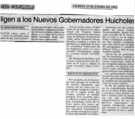 Eligen a los nuevos gobernadores huicholes