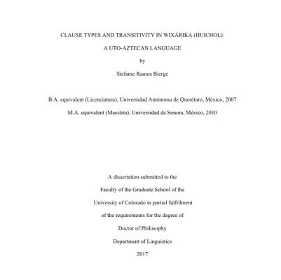 Clause types and transitivity in Wixarika